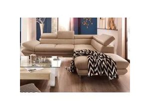 4057651817637 - Ecksofa COTTA Enterprise L-Form braun (cappuccino) B277cm H91cm T104cm Softlux-Kunstleder Luxus-Kunstleder Sofas mit Kopf- und Armteilverstellung wahlweise mit Bettfunktion