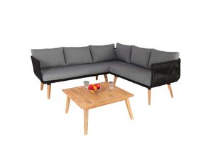 4057651821191 - Garten-Garnitur MCW-L30 Garnitur Sitzgruppe Lounge-Set Sofa Akazie Holz MVG-zertifiziert ~ Polster dunkelgrau