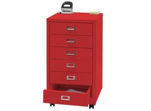 4057651821481 - Rollcontainer MCW-L49 Schubladenschrank Stahlschrank Aktenschrank Metall 75x40x41cm 6 Schubladen ~ rot