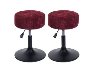 4057651825403 - 2er-Set Hocker MCW-C22 Sitzhocker höhenverstellbar drehbar Ø 37cm Stoff Chenille (465g m²) MVG ~ bordeaux