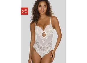 4057651859477 - Body JETTE Damen Gr 70 Cup D beige (creme) Spitze Netz Obermaterial 90% Polyamid 10% Elasthan sexy figurbetont ohne Ärmel Bodies aus floraler Spitze mit Push-up-Effekt sexy Dessous Reizwäsche