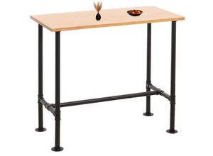 4057651865836 - Bartisch MCW-N21 Thekentisch Bistrotisch Fußablage Industrial Metall Massiv-Holz Kiefer 108x120x61cm ~ natur