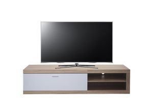 4057651878959 - TV-Rack MCW-L33 TV-Board Fernsehtisch Lowboard TV-Schrank Kommode Holz 43x180x41cm Staufach Eiche-Optik weiß