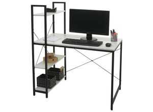 4057651880181 - Schreibtisch mit Regal MCW-K81 Laptoptisch Bürotisch Arbeitstisch 100x60cm Metall MDF ~ Marmor-Optik weiß