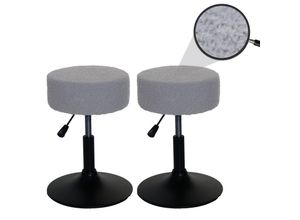 4057651884738 - 2er-Set Hocker MCW-C22 Sitzhocker Schminkhocker höhenverstellbar drehbar Ø 37cm Stoff Bouclé 450g m² MVG ~ grau