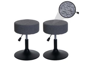 4057651884752 - 2er-Set Hocker MCW-C22 Sitzhocker Schminkhocker höhenverstellbar drehbar Ø 37cm Stoff Bouclé 450g m² MVG ~ dunkelgrau