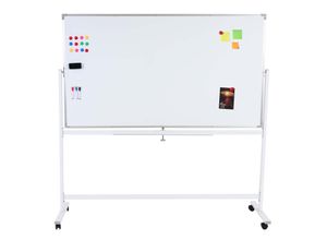 4057651894584 - Whiteboard MCW-C85 Magnettafel Memoboard Pinnwand mobil rollbar inkl Zubehör ~ 180x100cm