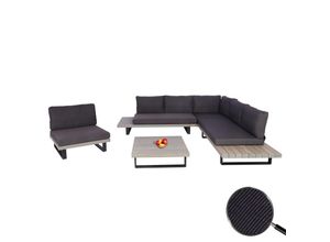 4057651913797 - Garten-Garnitur mit Sessel MCW-H54 Lounge-Set Sofa Spun Poly Akazie Holz MVG Aluminium ~ grau Polster dunkelgrau