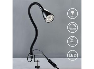 4057722001538 - Led Klemm-Leuchte dimmbar Leselampe flexibel Tisch-Lampe schwarz 5W Bklicht 10