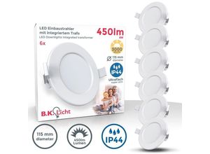 4057722003853 - Bklicht - 6x led Einbauleuchten Bad Strahler Spots ultraflach Lampe Deckenspots IP44 115mm - 20