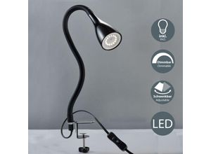 4057722003952 - Bklicht - Klemmleuchte schwarz weiß flexible Leselampe Tisch-Lampe dimmbar GU10  Schwarz - 10