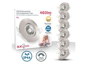 4057722004034 - Bklicht - 6x led Bad Einbauspots Strahler Einbauleuchten Lampe ultraflach Deckenspots IP44 - 50