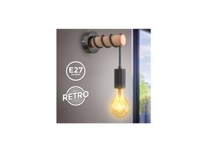 4057722005857 - Led Wandleuchte Retrolampe Industriell Metall Holz Vintage schwarz exkl 1x E27 - 10