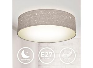 4057722005918 - Bklicht - Deckenleuchte Sterndekor Stoff-Lampe Textil Kinderzimmer Schlafzimmer taupe E27 - 40