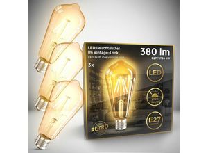 4057722006465 - BKLicht 3x LED Leuchtmittel Filament Vintage Industrie Lampe E27 Retro Glühbirne ST64 4W