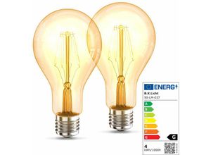 4057722006472 - Bklicht - 2x led Leuchtmittel Filament Vintage Industrie Lampe E27 Retro Glühbirne ST64 4W - 30