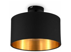 4057722006670 - Bklicht - Deckenleuchte schwarz gold Stoffschirm E27 30cm Schlafzimmer-Lampe Wohnzimmer - 10