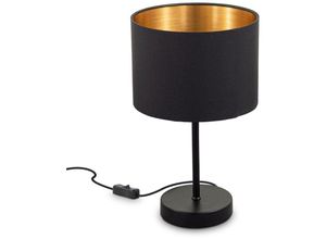 4057722006694 - Bklicht - Tischleuchte Stoffschirm Schwarz-Gold E27 Stoffschirm 20cm Tischlampe Nachttisch - 10