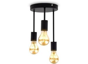 4057722007059 - Bklicht - Deckenleuchte Retro Matt Schwarz Metall Deckenlampe Vintage Loft 3x E27 Spot - 10