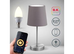 4057722007790 - Bklicht - Tischleuchte Smart Home Stoff Nachttisch-Leuchte WiFi Wohnzimmer E14 grau App - 40