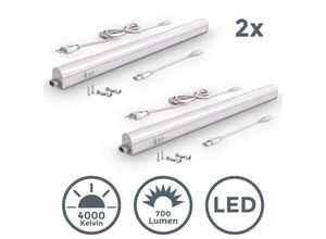 4057722008605 - Bklicht - 2 led Unterbauleuchte Lampe 8W 57cm Lichtleiste Schalter 230V Küche Schrank weiß