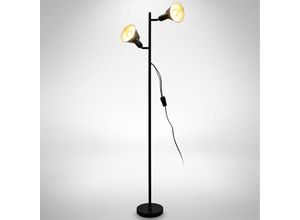 4057722011131 - Bklicht - led Stehlampe Wohnzimmer Kabelschalter Stehleuchte 142cm Schwarz E27 2-flammig