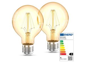 4057722014231 - Bklicht - 2x led Leuchtmittel Filament Vintage Industrie Lampe E27 Retro Glühbirne G80 4W - 30