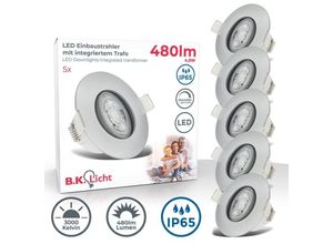 4057722023783 - Bklicht - 5x led Bad Einbaustrahler flach 230V dimmbar 230V IP65 Spots Decke schwenkbar 5W