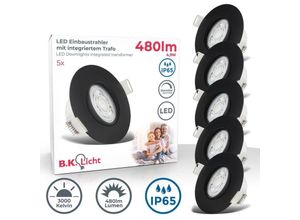 4057722023790 - Bklicht - 5x Bad Einbauspots Strahler Einbauleuchten dimmbar Spots schwarz IP65 Deckenspot