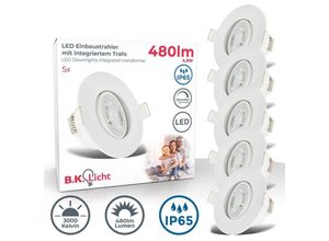 4057722023806 - Bklicht - 5x Bad Einbauspots Strahler Einbauleuchten dimmbar Spots weiß IP65 Deckenspots