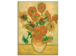 4057738017806 - Wandbild ARTLAND Sonnenblumen Bilder Gr B H 90 cm x 120 cm Leinwandbild Blumen Hochformat 1 St gelb Bild Poster Bilder als Leinwandbild Wandaufkleber oder in versch Größen