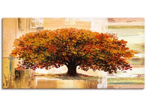 4057738022640 - Wandbild ARTLAND Herbstbaum auf abstraktem Hintergrund Bilder Gr B H 100 cm x 50 cm Leinwandbild Bäume 1 St braun Bild Metallbild Metallbilder Bilder als Alubild Leinwandbild Wandaufkleber oder Poster in versch Größen