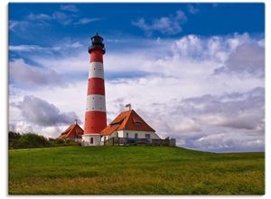 4057738029731 - Wandbild ARTLAND Leuchtturm Westerheversand Bilder Gr B H 80 cm x 60 cm Leinwandbild Gebäude 1 St blau Kunstdrucke Bilder als Leinwandbild Wandaufkleber oder Poster in versch Größen