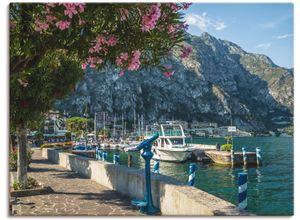 4057738044666 - Wandbild ARTLAND Gardasee Hafen Limone sul Garda Bilder Gr B H 80 cm x 60 cm Leinwandbild Europa 1 St blau Bild Kunstdruck Kunstdrucke Bilder als Alubild Leinwandbild Wandaufkleber oder Poster in versch Größen