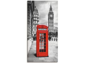 4057738077725 - Wandbild ARTLAND London Telefonzelle Bilder Gr B H 50 cm x 100 cm Leinwandbild Architektonische Elemente Hochformat 1 St rot Bild Leinwandbild Kunstdrucke Bilder als Alubild Leinwandbild Wandaufkleber oder Poster in versch Größen