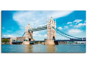 4057738095682 - Wandbild ARTLAND London Tower Bridge Bilder Gr B H 100 cm x 50 cm Leinwandbild Brücken Querformat 1 St blau Bild Leinwandbild Kunstdrucke Bilder als Alubild Leinwandbild Wandaufkleber oder Poster in versch Größen