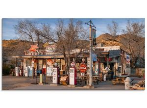 4057738106883 - Glasbild ARTLAND Tankstelle an der Route 66 in Arizona Bilder Gr B H 60 cm x 30 cm Glasbild Gebäude Querformat 1 St bunt Bild Glasbild Glasbilder Bilder in verschiedenen Größen