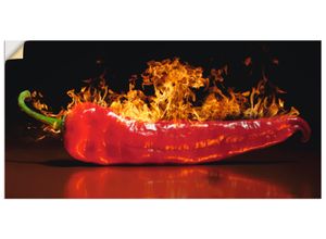 4057738295709 - Wandbild ARTLAND Roter scharfer Chilipfeffer Bilder Gr B H 60 cm x 30 cm Wandaufkleber - Vinyl Lebensmittel Querformat 1 St rot Bild Metallbild Metallbilder Bilder als Alubild Leinwandbild Wandaufkleber oder Poster in versch Größen