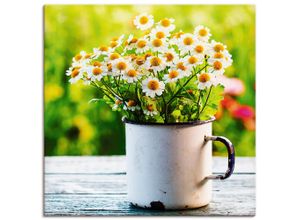 4057738316282 - Wandbild ARTLAND Frühlingsgarten mit Gänseblümchen Bilder Gr B H 30 cm x 30 cm Leinwandbild Blumen quadratisch 1 St grün Bild Poster Bilder als Alubild Leinwandbild Wandaufkleber oder in versch Größen