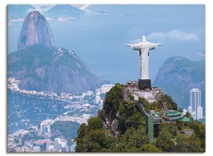 4057738316558 - Wandbild ARTLAND Rio de Janeiro mit Cristo Bilder Gr B H 120 cm x 90 cm Leinwandbild Gebäude Querformat 1 St blau Bild Leinwandbild Kunstdrucke Bilder als Alubild Leinwandbild Wandaufkleber oder Poster in versch Größen