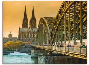 4057738323884 - Wandbild ARTLAND Kölner Dom mit Hohenzollernbrücke Bilder Gr B H 80 cm x 60 cm Leinwandbild Deutschland Querformat 1 St braun Bild Poster Bilder als Alubild Leinwandbild Wandaufkleber oder in versch Größen