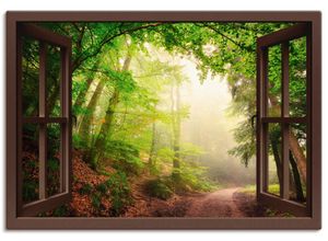 4057738333937 - Wandbild ARTLAND Fensterblick Torbögen durch Bäume Bilder Gr B H 130 cm x 90 cm Leinwandbild Wald Querformat 1 St braun Bild Poster Bilder als Alubild Leinwandbild Wandaufkleber oder in versch Größen