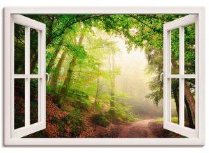 4057738333951 - Wandbild ARTLAND Fensterblick Torbögen durch Bäume Bilder Gr B H 100 cm x 70 cm Leinwandbild Wald Querformat 1 St weiß Kunstdrucke als Alubild Leinwandbild Wandaufkleber oder Poster in versch Größen