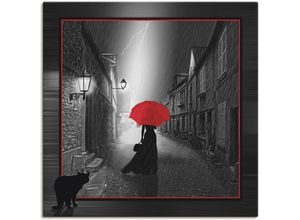 4057738338253 - Wandbild ARTLAND Die Frau mit dem roten Schirm 2 Bilder Gr B H 70 cm x 70 cm Leinwandbild Frau 1 St schwarz Bild Kunstdruck Poster Bilder als Leinwandbild Wandaufkleber oder in versch Größen