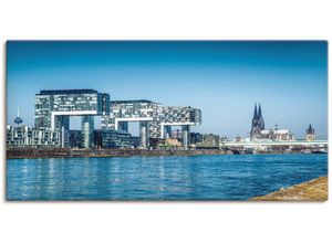 4057738363279 - Wandbild ARTLAND Köln Kranhäuser und Dom Bilder Gr B H 100 cm x 50 cm Leinwandbild Gebäude Querformat 1 St blau Bild Leinwandbild Kunstdrucke Bilder als Alubild Leinwandbild Wandaufkleber oder Poster in versch Größen