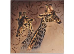 4057738395942 - Wandbild ARTLAND Giraffen Porträt Bilder Gr B H 100 cm x 100 cm Alu-Dibond-Druck Wildtiere 1 St braun Bild Metallbild Metallbilder Bilder als Alubild Leinwandbild Wandaufkleber oder Poster in versch Größen