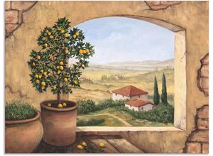 4057738413578 - Wandbild ARTLAND Fenster in der Toskana Bilder Gr B H 120 cm x 90 cm Alu-Dibond-Druck Fensterblick 1 St beige (naturfarben) Bild Poster Bilder als Alubild Leinwandbild Wandaufkleber oder in versch Größen