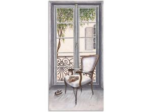 4057738419655 - Wandbild ARTLAND Sessel vor einem Fenster Bilder Gr B H 75 cm x 150 cm Alu-Dibond-Druck Innenarchitektur Hochformat 1 St weiß Kunstdrucke als Alubild Leinwandbild Wandaufkleber oder Poster in versch Größen