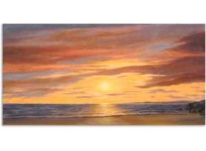 4057738421955 - Wandbild ARTLAND Sonne am Strand Bilder Gr B H 150 cm x 75 cm Alu-Dibond-Druck Strand 1 St braun Bild Leinwandbild Kunstdrucke Bilder als Alubild Leinwandbild Wandaufkleber oder Poster in versch Größen