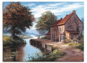 4057738436218 - Wandbild ARTLAND Früher Morgen Bilder Gr B H 60 cm x 45 cm Leinwandbild Gewässer Querformat 1 St blau Bild Leinwandbild Kunstdrucke Bilder als Leinwandbild Wandaufkleber oder Poster in versch Größen